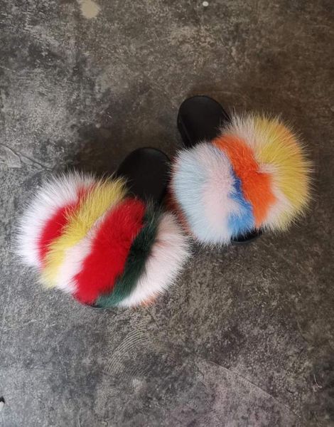 

fashion popular optional colorful real lady fluffy fur boot slippers7017601, Black