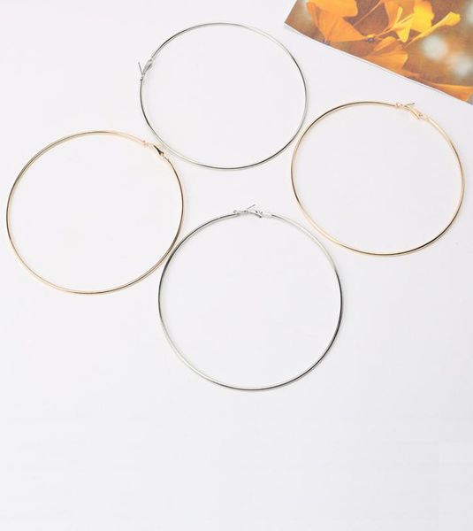 

exaggerate big smooth circle hoop earrings brincos simple party round loop earrings for women jewelry 30mm 40mm 50mm 60mm 70mm 80m4579397, Golden;silver