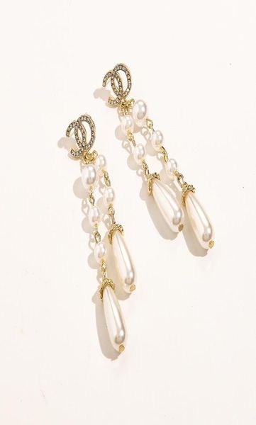 

18k gold plated ladies yellow drop dangle hanging earrings long tassel irregular pearl pendant simple fresh jewelry for girls7614724, Silver