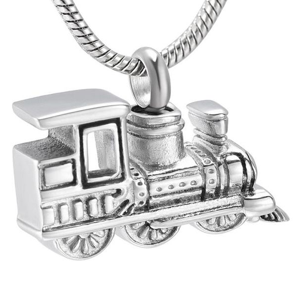 

ijd10001 stainless steel train cremation urn pendant necklace for women men memory keepsake cremation jewelry hold ashes3759144, Silver