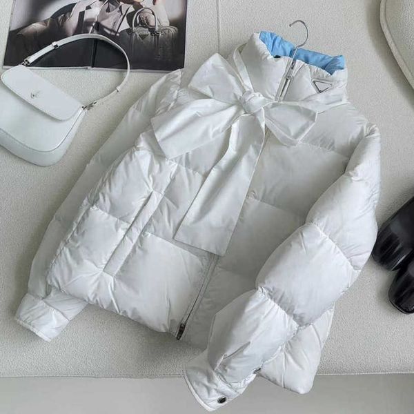 

p letter designer white winter down jacket womens silk belt waist 23 new simple zipper slim fit cotton jackets coat design clothes brand wom, Black