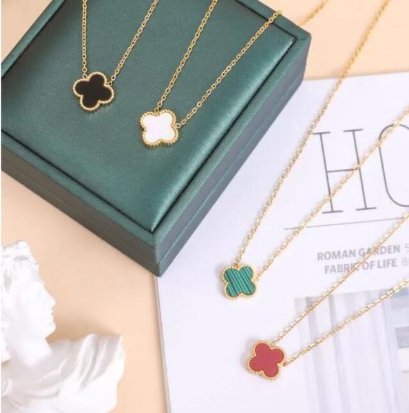 

18k gold plated necklaces luxury designer necklace flowers four-leaf clover cleef fashional pendant necklace wedding party jewelry no box, Silver
