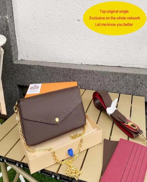 

5a luxurys bag favorite multi accessories 3 pcsset women crossbody purse messenger bags handbags flowers shoulder lady leather 611397490, Red;black