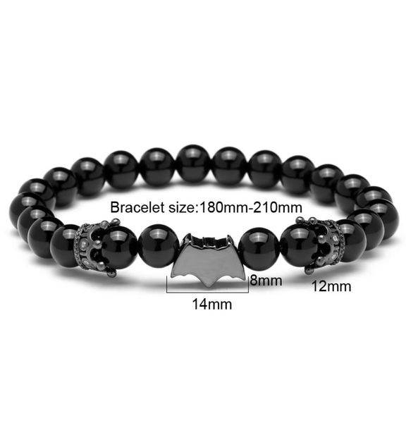 

fashion mcllroy beads bracelet men black natural stone bracelets super hero halloween charm bracelet pulseira masculina christmas5281339, Golden;silver