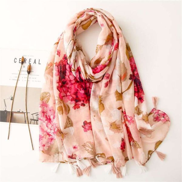 

womens leather scarf refined light pink flower print travel shawl, Blue;gray