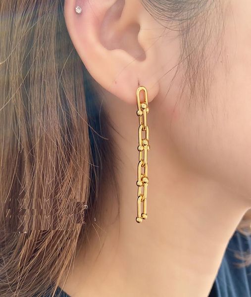 

new brand women earrings vintage metal u chains stud earrings for women goth jewelry punk female chain tassel earrings pendant bij5298309, Silver