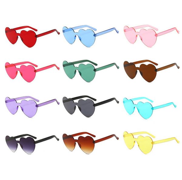 

rimless heart shape sunglasses women ocean candy lens shades female sun glasses girls gafas de sol uv4004341469, White;black