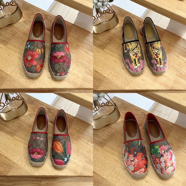 

luxury casual shoes women straw flats espadrilles summer woman monograms g double floral tiger logo flat beach half slippers fisherman shoes, Black