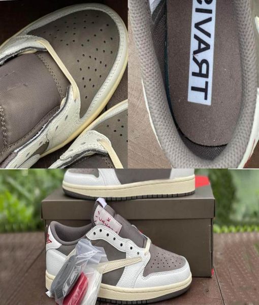 

travis 1 low og reverse mocha mens basketball shoes 1s cactus white black brown outdoor running sports trainers fashion sneakers s1004144