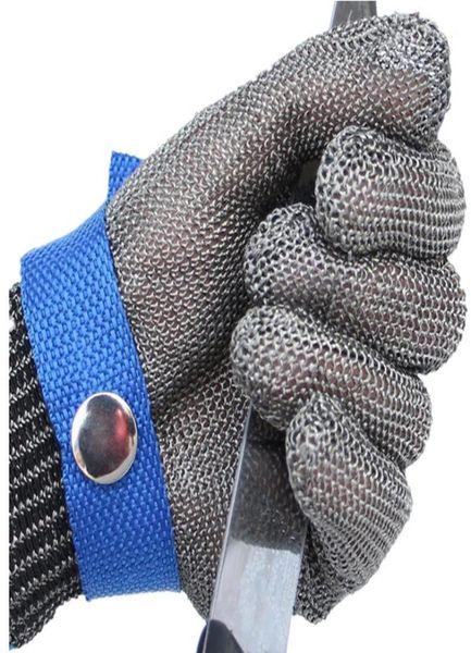 

fingerless gloves whole cut proof stab anticutting resistant stainless steel metal mesh butcher high performance protect wir3013470, Blue;gray