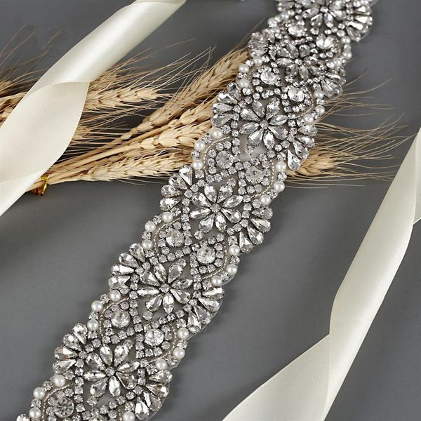 

sparkly beaded crystal bridal sashes adjustable transparent rhinestones wedding bridal belt bridal accessories wedding sash zy209z, White