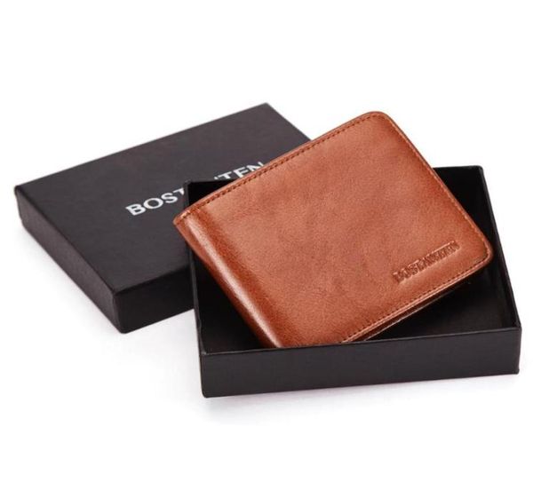 

wallets bostanten genuine leather men wallet rfid with coin pocket short vintage card holders man purse box1497383, Red;black
