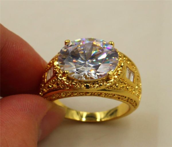 

size 891011 vintage 15ct round white simulated diamond cz stone 18k yellow gold filled ring for men8956651, Silver