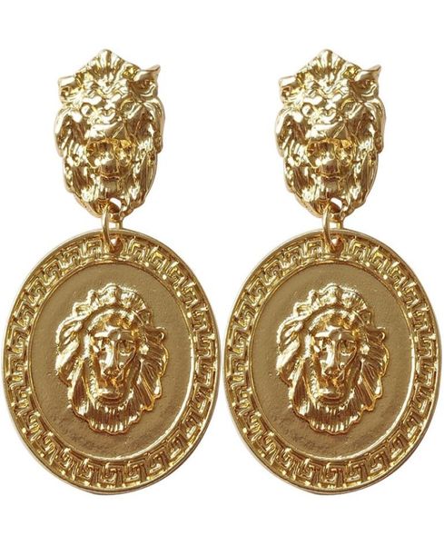 

luxury designer stud clip on baroque vintage earrings for woman lion head image fashion europe usa dangle earrings7246809, Silver