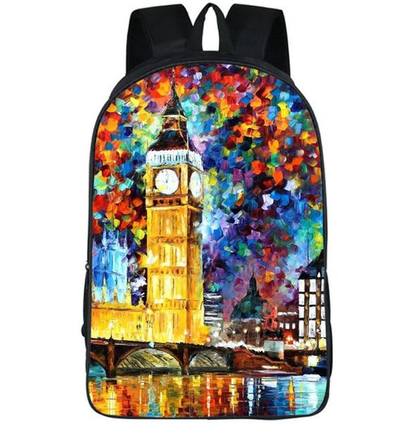 

clock backpack elizabeth tower day pack big ben paint school bag print packsack quality rucksack sport schoolbag outdoor daypack7150609
