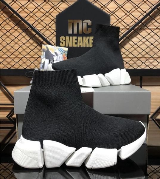 

designer fashion paris sock shoes plateforme sneaker mens womens original speed trainer casual shoe socket slipon black white ou3752374