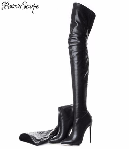 

2020 fashion over the knee high boots high heels 12cm shoes woman back zipper thigh high boots big size 3343eu4477636, Black