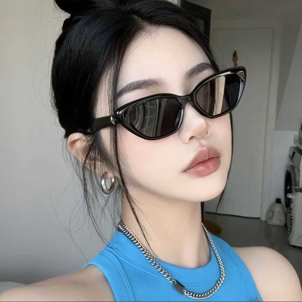 

2023 new gm cat eye sunglasses simple and advanced texture square round face shows thin temperament street p sunshade a9us, White;black