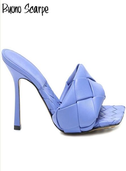 

new slides cross woven high heel shoes women slippers braided open toe slides slip on ladies shoes summer designer slippers3963165, Black