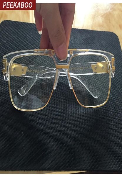 

peekaboo new fashion oversized gold clear frame glasses square designer brand frames for eyeglasses male female big7044681, Silver