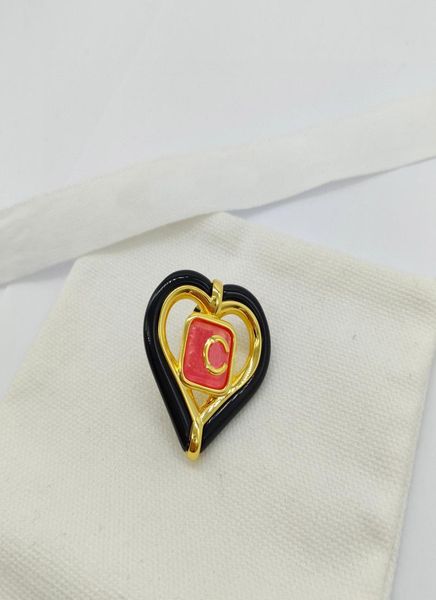 

2023 luxury quality charm drop earring with black and red color design brooch heart shape rhombus shape ps32887779730, Golden