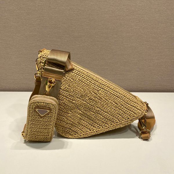 

crochet triangle bag hand woven handbag women crossbody shoulder bags purse embroidered letters zipper nylon lining mirror quality coconut f