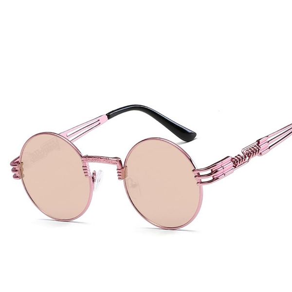 

round steampunk sunglasses men women metal framen fashion glasses brand designer retro vintage sun glasses uv400 goggles oculos de158g, White;black