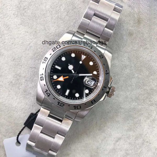 

st9 mens watch black dial explorer gmt adjustable hand mechanical automatic movement self-winding stainless steel wristwatches 904l, Slivery;golden