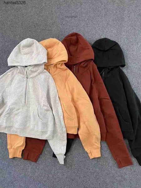 

lulus yoga sweatshirt scuba full half zip hoody hoodies outdoor leisure sweatshirts clothes women workout fitness thick jackets 2023ess, Black