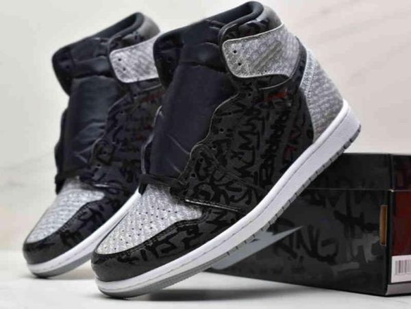 

1 high og rebellionaire mens basketball shoes womens 1s black whiteparticle grey outdoor sports sneakers 555088 with original box9008096