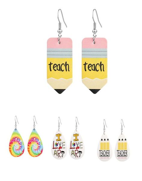 

christmas faux leather earrings math teacher pencil water drop earrings fashion jewelry accessories for women girl gifts6987231, Golden