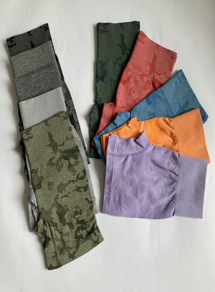 

10 colors camouflage fitness yoga shorts high waist camo gym seamless scrunch butt women running sport 2204295705468