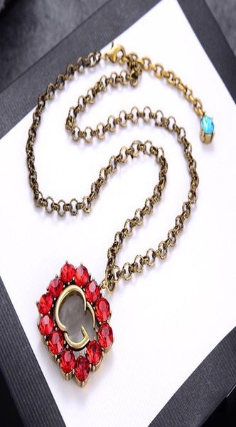 

luxury designer jewelry women necklace red diamond pendant necklaces with letter stamp brass retro gold bracelets and chains fashi2251582, Silver