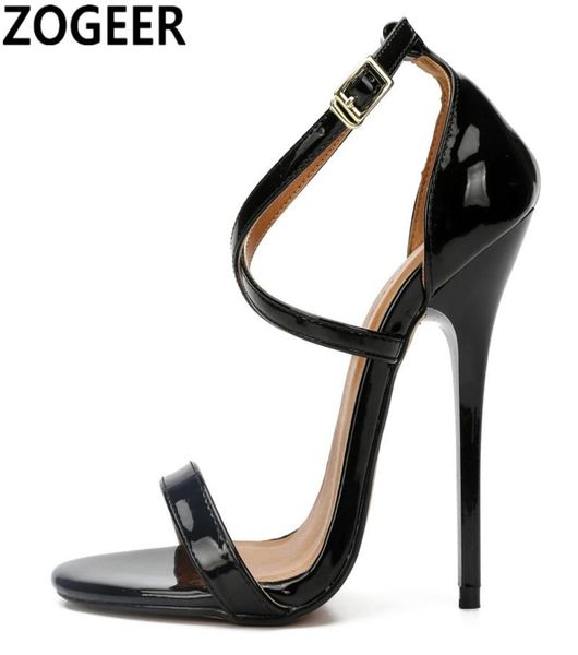 

plus size 48 fashion high heels sandals women cross strap wedding fetish shoes women large size black red summer shoes y200323943042