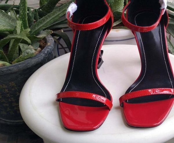 

new thrill heels sandals women party dress wedding shoes letters shoes patent leather high heels summer shoes2592541, Black