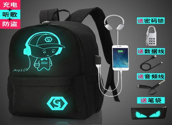 

junior luxurys bagskorean backpack usb luminous high school students schoolbag women039s leisure anti theft travel bag6396803