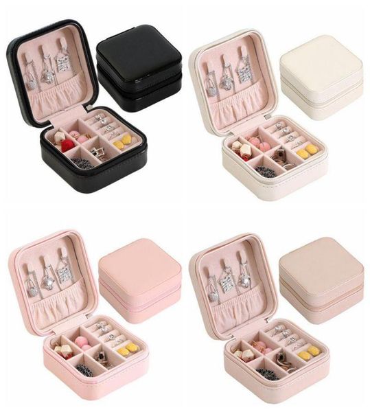 

travel jewelry box organizer pu leather display storage case for necklace earrings rings jewelry holder gift case storage boxes7115829, Black;white