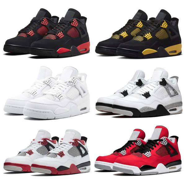 

men women basketball shoes 4 men women flat trainers black cat 4s fire red thunder pine green sail military frozen moments cool grey sports