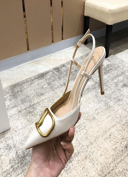 

fashion women039s high heels sandals metal v accessories pointed toes thin heel shoes summer4747283, Black