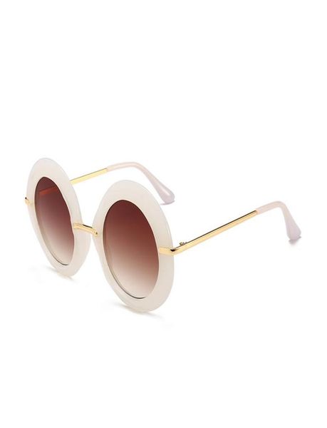 

thick shiny frame gradient uv400 glasses women retro vintage round lens sunglasses9113883, White;black