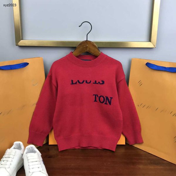 

designer kids sweater minimalist contrasting letter jacquard baby pullover size 100-150 cm fashion round neck child knitwear aug30 23ss, Blue