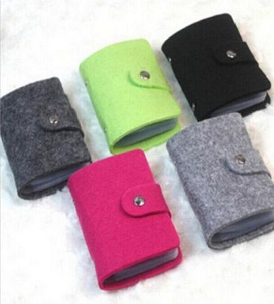 

20pcs 24 position felt business credit id card holder bags leather strap buckle bank solid color holder8179337, Brown;gray