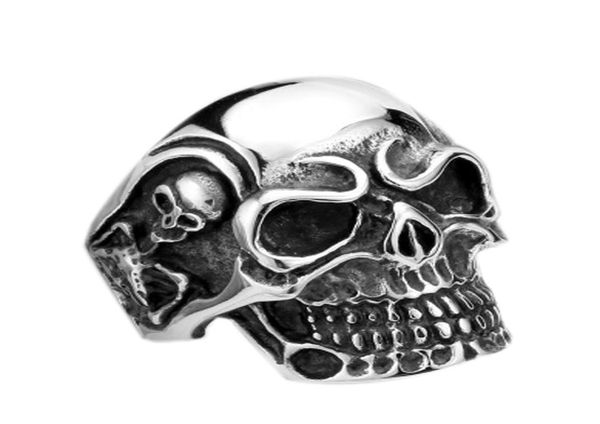 

drop ship big punk biker skull ring for man stainless steel unique punk men cool jewelry vintage jewelry silver6357719, Silver