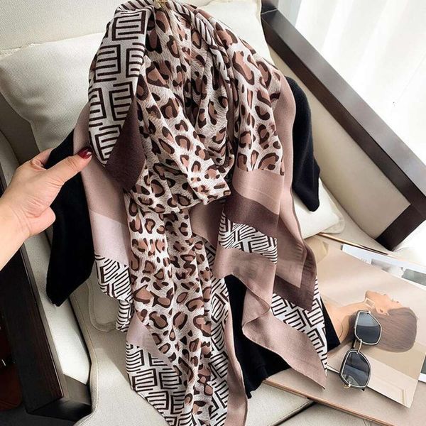 

style leopard pattern cotte felt scarf fashion decor mid long dual use shawl, Blue;gray