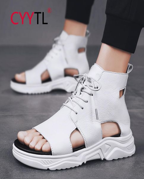 

cyytl fashion highmen summer sandals laceup open toe shoes highten soft sneakers outdoor walking breathable meskie buty5957315, Black