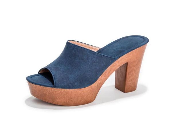 

slippers 2021 trendy wooden chunky super high heels women sandals platform shoes slingback peep toe sandalias mujer4180822, Black