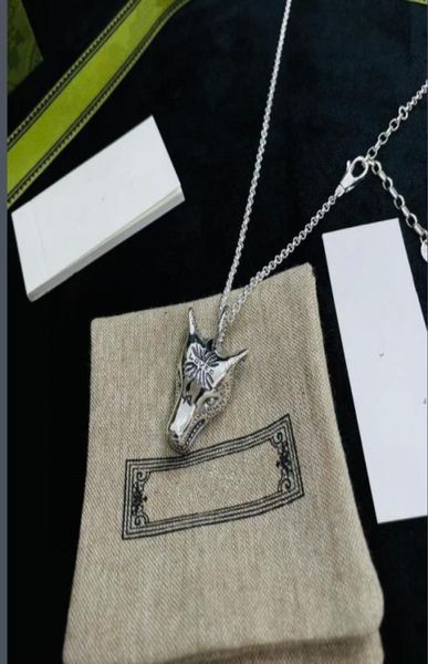 

luxury wolf head pendant necklaces for women 2022 new designer copper silver loved animal wolfs chain necklace jewelry high qualit3906698