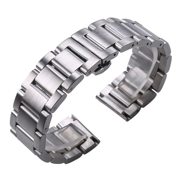 

solid 316l stainless steel watchbands silver 18mm 20mm 22mm metal watch band strap wrist watches bracelet cj191225224b, Black;brown