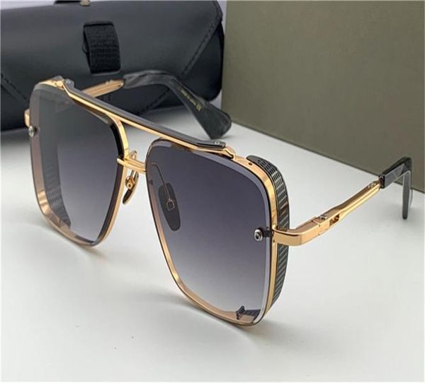 

new popular sunglasses limited edition six men design k gold retro square frame crystal cutting lens with grid detachable5952062, White;black