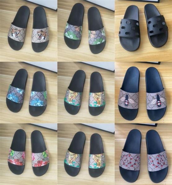 

designer slides mens women slippers summer sandals beach slide flat platform ladies sandali bathroom home shoes flip flops striped2128667, Black